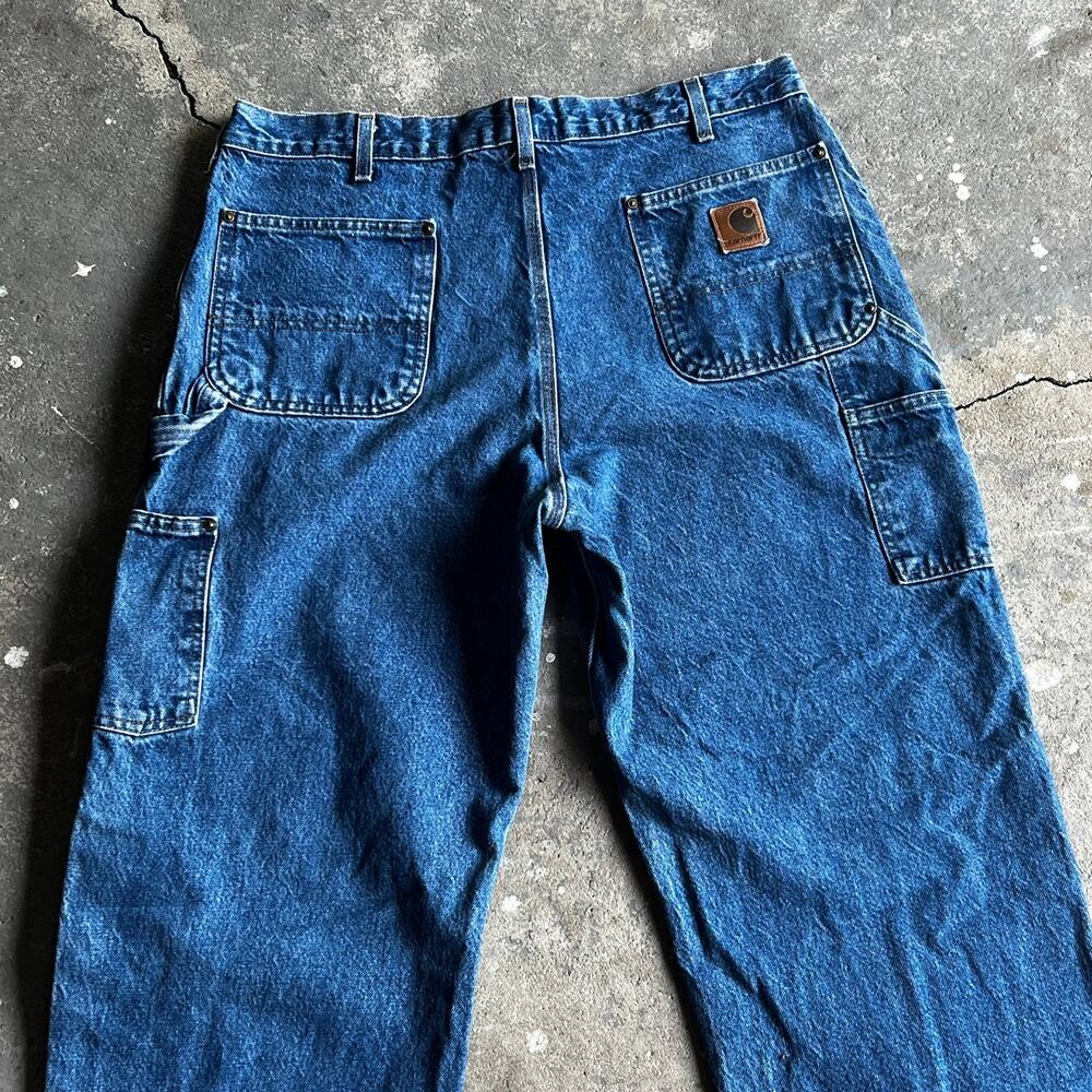 Carhartt blue denim jeans double knee work wear carpenter pants - Picture 5 of 8